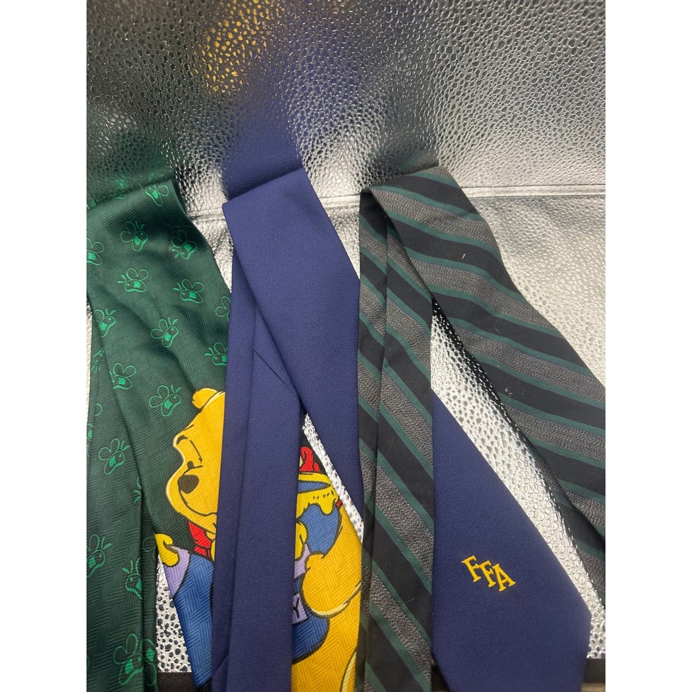 Vintage Tie Lot Disney Winnie the Pooh FFA Future Farmers Striped Silk 3pc